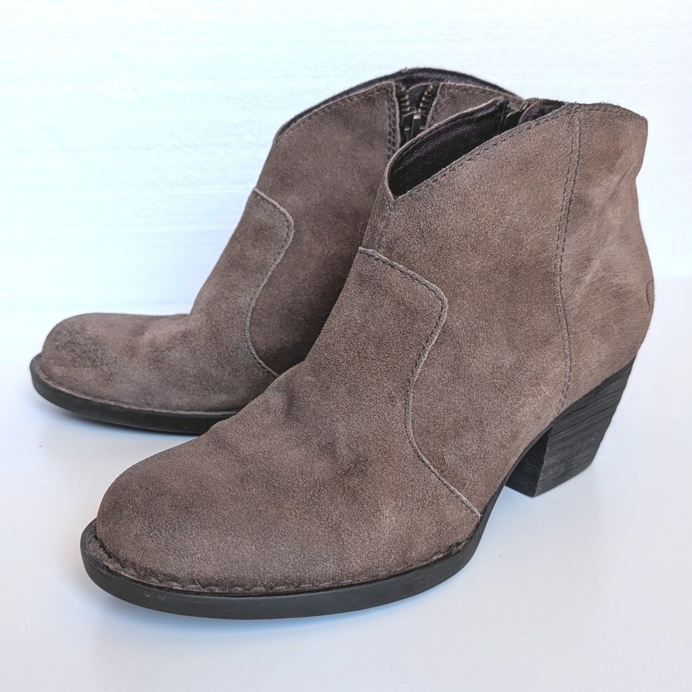 Born Michel Brown Suede Leather Ankle Boots D89755 Womens Shoes Size 7.5 M